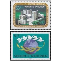 2 عدد تمبر سال بین‌المللی بی‌خانمان‌ها- وین سازمان ملل 1987