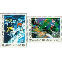 2 عدد تمبر روز داوطلبان - وین سازمان ملل 1988