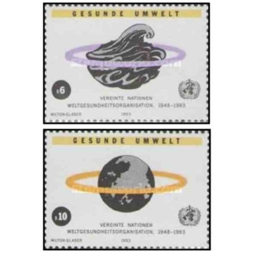2 عدد تمبر 45مین سالگرد سازمان بهداشت جهانی - وین سازمان ملل 1993