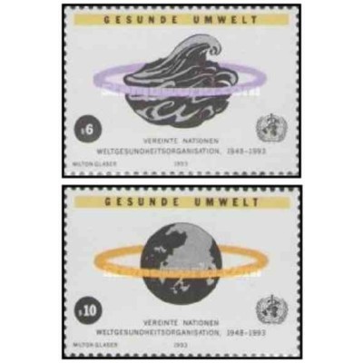 2 عدد تمبر 45مین سالگرد سازمان بهداشت جهانی - وین سازمان ملل 1993