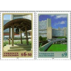 2 عدد تمبر سری پستی - 6.5 و 9 s - وین سازمان ملل 1998