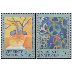 2 عدد تمبر 50مین سالگرد اعلامیه جهانی حقوق بشر - وین سازمان ملل 1998