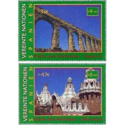 2 عدد تمبر میراث جهانی یونسکو - اسپانیا - وین سازمان ملل 2000