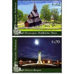 2 عدد تمبر میراث جهانی یونسکو - کشورهای شمال اروپا - وین سازمان ملل 2011