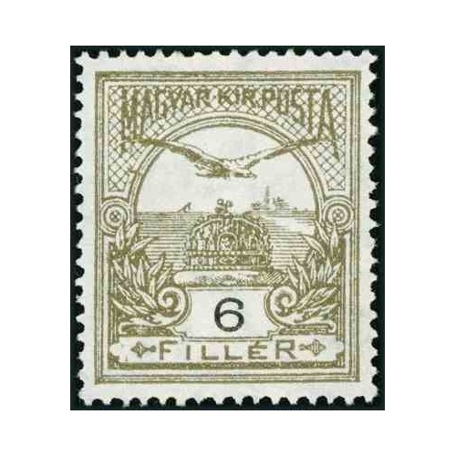 1 عدد تمبر سری پستی - عقاب بر فراز تاج - 6f - مجارستان 1913