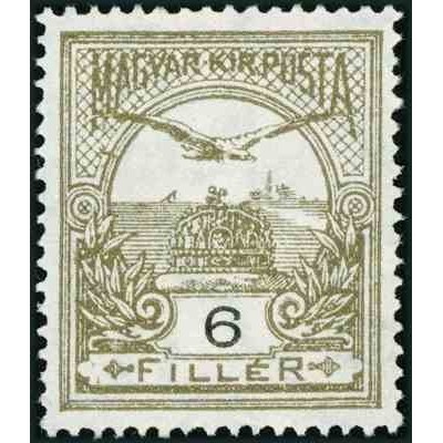 1 عدد تمبر سری پستی - عقاب بر فراز تاج - 6f - مجارستان 1913