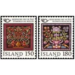 2 عدد  تمبر نسخه شمالی - هنر تزئینی قدیمی  - ایسلند 1980