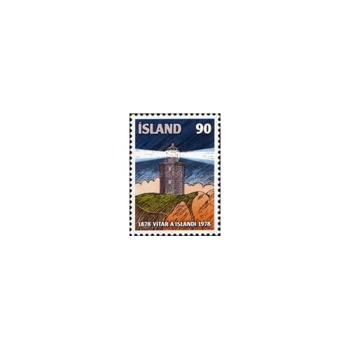 1 عدد  تمبر صدمین سالگرد فانوس دریایی در ایسلند  - ایسلند 1978