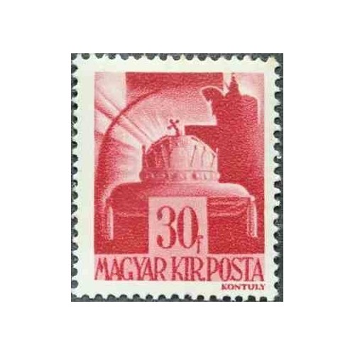 1 عدد تمبر سری پستی - تاج سنت استفان - 30f - مجارستان 1943