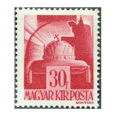 1 عدد تمبر سری پستی - تاج سنت استفان - 30f - مجارستان 1943