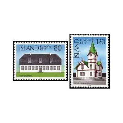 2 عدد  تمبر مشترک اروپا - Europa Cept - بناهای تاریخی  - ایسلند 1978
