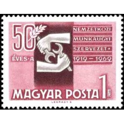 1 عدد تمبر پنجاهمین سالگرد سازمان بین‌المللی کار - مجارستان 1969