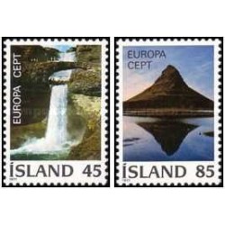 2 عدد  تمبر مشترک اروپا - Europa Cept - مناظر طبیعی- ایسلند 1977
