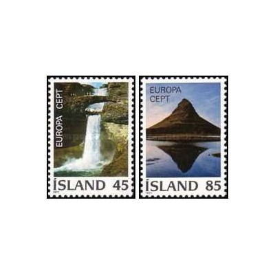 2 عدد  تمبر مشترک اروپا - Europa Cept - مناظر طبیعی- ایسلند 1977