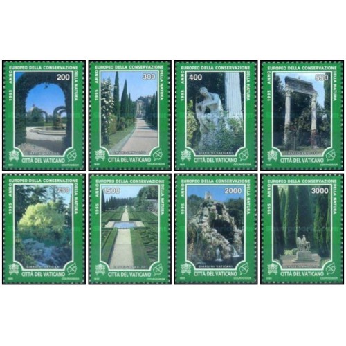 8 عدد  تمبر سال حفاظت از طبیعت اروپا - واتیکان 1995 قیمت 10 دلار