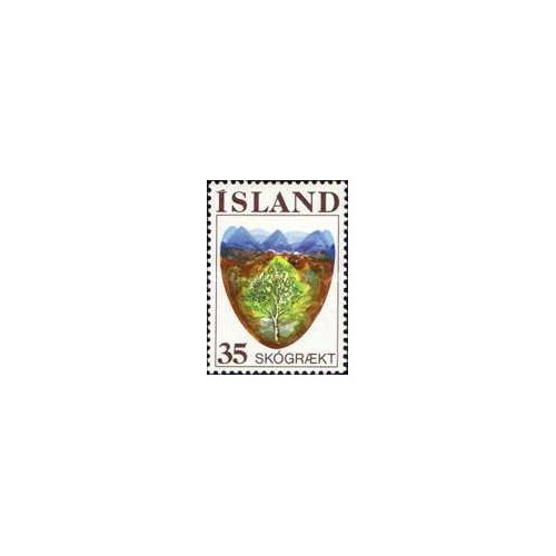 1 عدد  تمبر احیای جنگل - ایسلند 1975