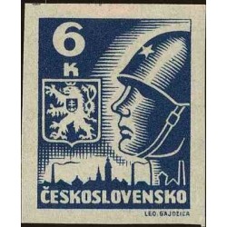 1 عدد تمبر سری پستی - سرباز شوروی - 6Kc- چک اسلواکی 1945