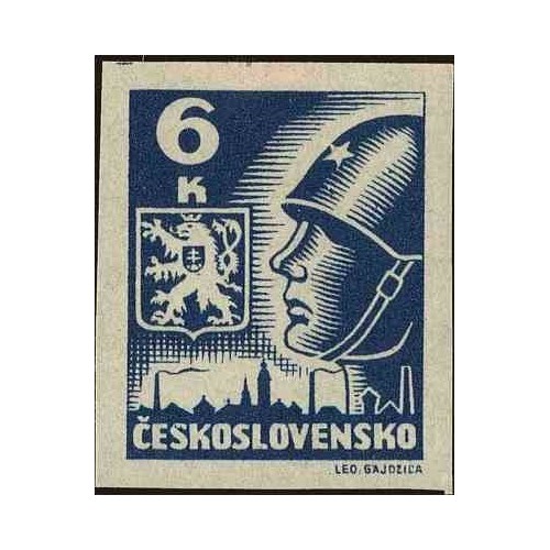 1 عدد تمبر سری پستی - سرباز شوروی - 6Kc- چک اسلواکی 1945