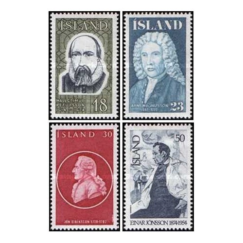 4 عدد  تمبر ایسلندی های معروف - ایسلند 1975