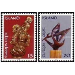 2 عدد  تمبر  مشترک اروپا - Europa Cept - مجسمه ها - ایسلند 1974