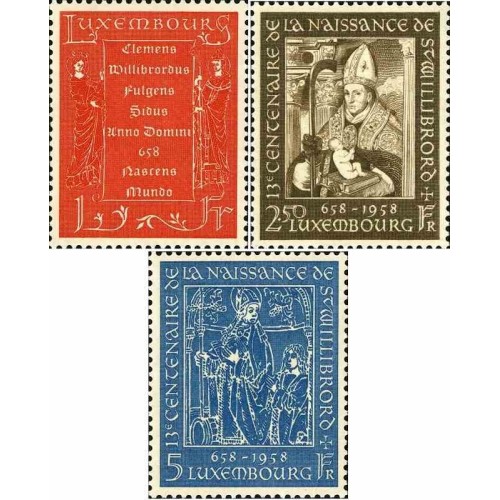 3 عدد تمبر 1300مین سالگرد تولد سنت ویلیبرورد - لوگزامبورگ 1958