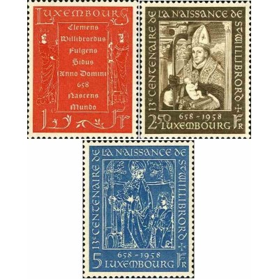 3 عدد تمبر 1300مین سالگرد تولد سنت ویلیبرورد - لوگزامبورگ 1958