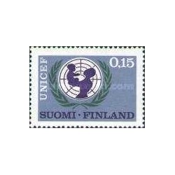 1 عدد  تمبر بیستمین سالگرد تاسیس یونیسف - فنلاند 1966