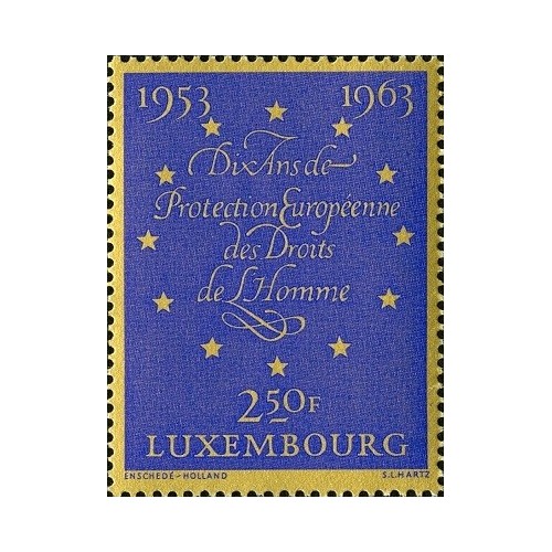 1 عدد تمبر دهمین سالگرد کنوانسیون اروپایی حقوق بشر - لوگزامبورگ 1963