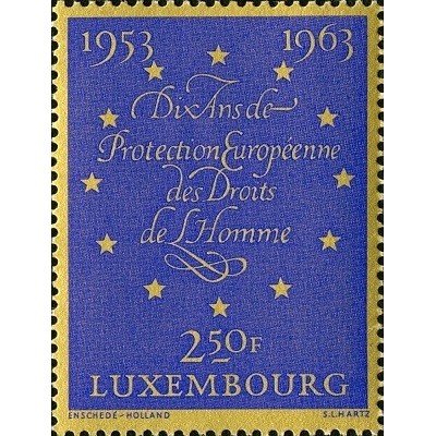 1 عدد تمبر دهمین سالگرد کنوانسیون اروپایی حقوق بشر - لوگزامبورگ 1963