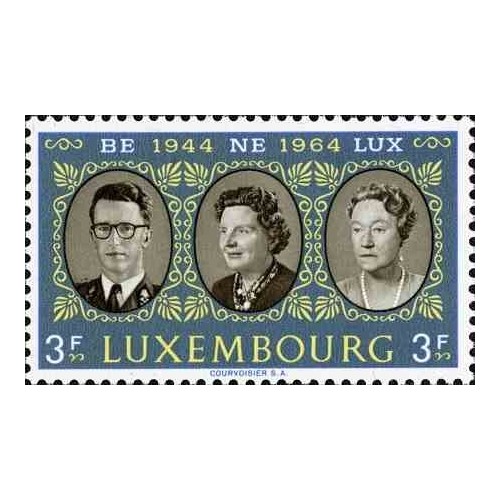 1 عدد تمبر بیستمین سالگرد بنلوکس - لوگزامبورگ 1964
