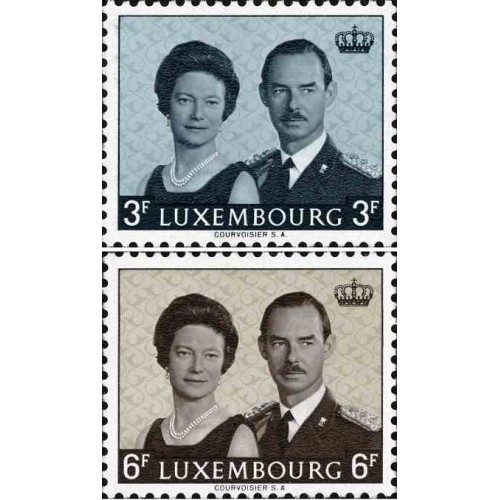 2 عدد تمبر جلوس دوک بزرگ ژان - لوگزامبورگ 1964