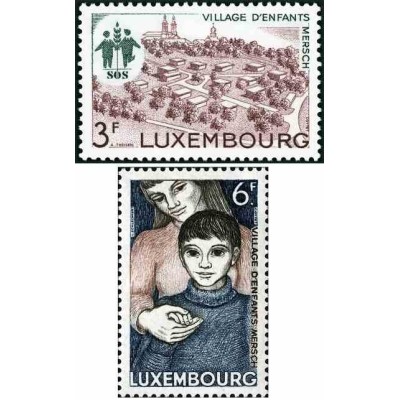 2 عدد تمبر دهکده کودکان مرش - لوگزامبورگ 1968