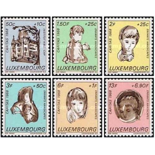 6 عدد تمبر کودکان معلول - لوگزامبورگ 1968