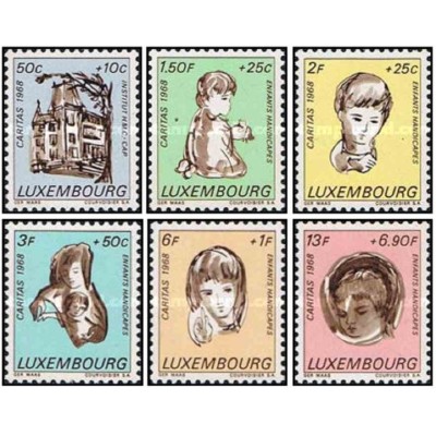 6 عدد تمبر کودکان معلول - لوگزامبورگ 1968