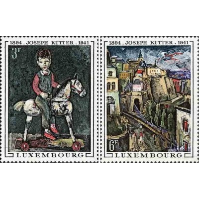 2 عدد تمبر 75مین سالگرد تولد جوزف کاتر - نقاش - لوگزامبورگ 1969