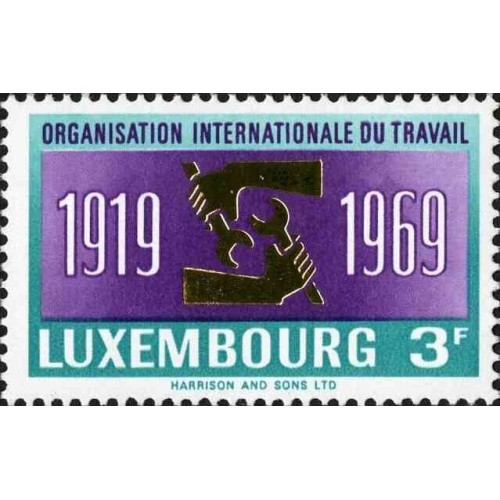 1 عدد تمبر پنجاهمین سالگرد سازمان بین‌المللی کار - لوگزامبورگ 1969
