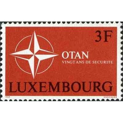 1 عدد تمبر بیستمین سالگرد ناتو - لوگزامبورگ 1969