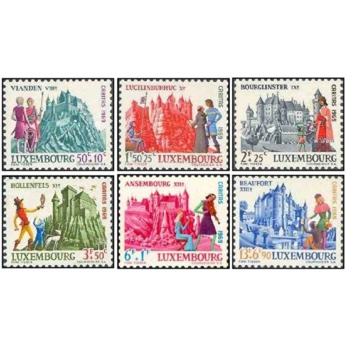 6 عدد تمبر قلعه‌ها - سری خیریه - لوگزامبورگ 1969