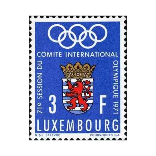 1 عدد تمبر هفتاد و یکمین اجلاس کمیته بین‌المللی المپیک - لوگزامبورگ 1971