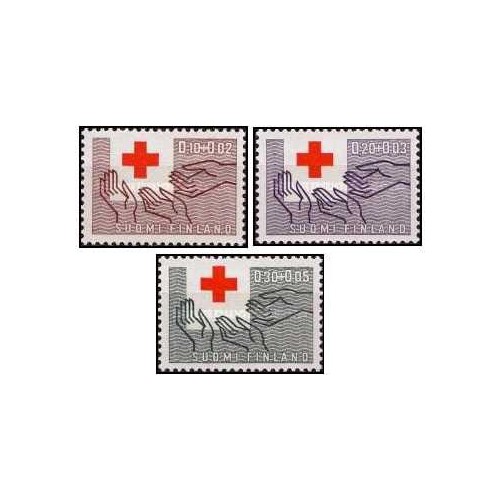 3 عدد  تمبر صدمین سالگرد صلیب سرخ بین المللی  - فنلاند 1963