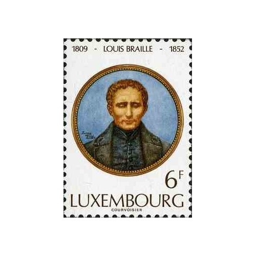 1 عدد تمبر 125مین سالگرد درگذشت لویی بریل - لوگزامبورگ 1977