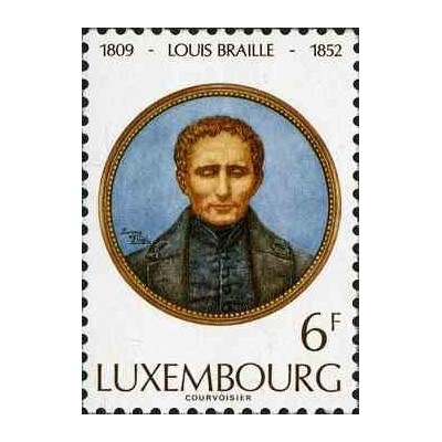 1 عدد تمبر 125مین سالگرد درگذشت لویی بریل - لوگزامبورگ 1977