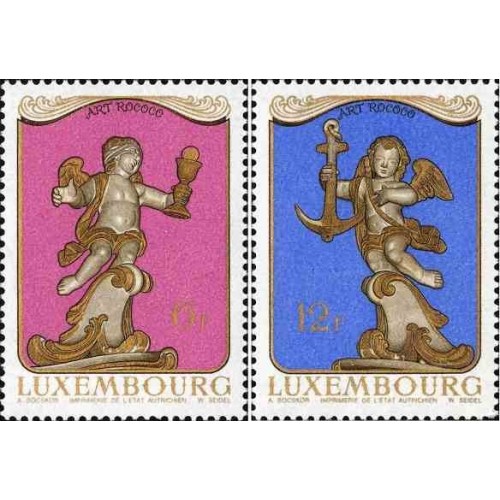 2 عدد تمبر هنر روکوکو - لوگزامبورگ 1979