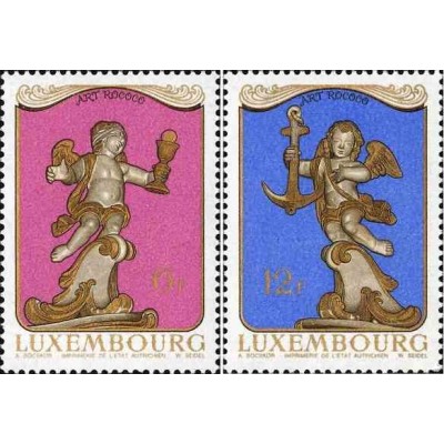 2 عدد تمبر هنر روکوکو - لوگزامبورگ 1979