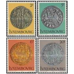 4 عدد تمبر سکه‌های مربوط به قرن چهاردهم میلادی - لوگزامبورگ 1980