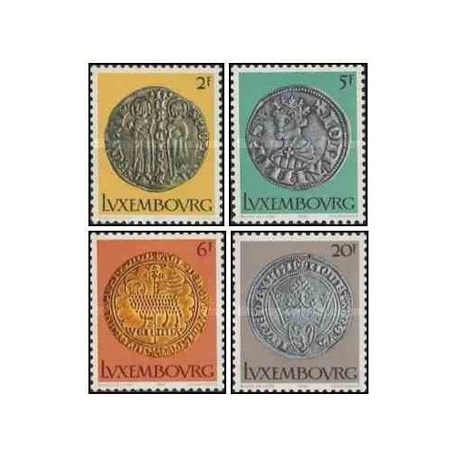 4 عدد تمبر سکه‌های مربوط به قرن چهاردهم میلادی - لوگزامبورگ 1980