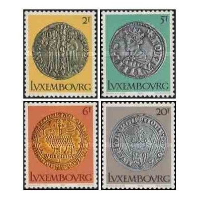 4 عدد تمبر سکه‌های مربوط به قرن چهاردهم میلادی - لوگزامبورگ 1980