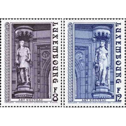 2 عدد تمبر هنر نو - لوگزامبورگ 1980