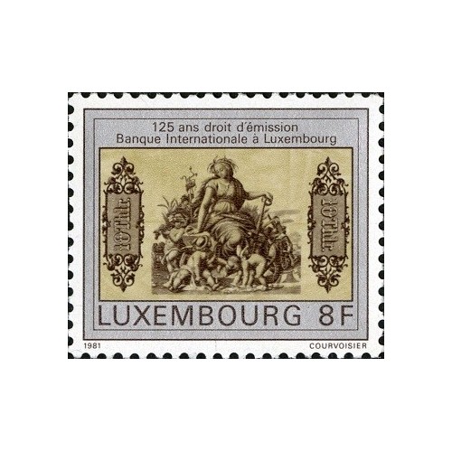 1 عدد تمبر 125مین سالگرد صدور حق نشر توسط بانک بین‌المللی لوکزامبورگ- لوگزامبورگ 1981