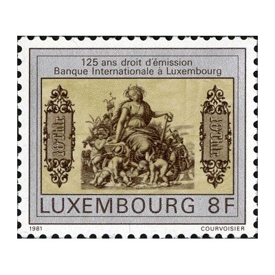 1 عدد تمبر 125مین سالگرد صدور حق نشر توسط بانک بین‌المللی لوکزامبورگ- لوگزامبورگ 1981